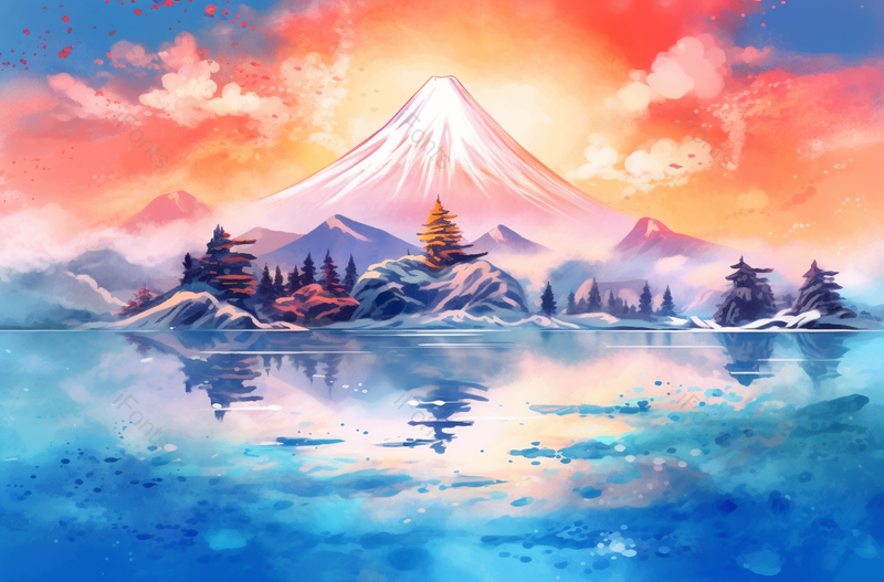 雪山下的美丽景色,插画/手绘图,插画/手绘图库,插画/手绘图下载,插画/手绘